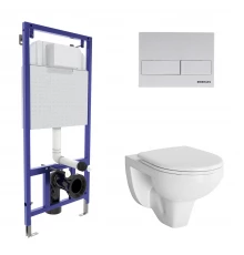 Комплект для монтажа подвесного унитаза GAMMA: инсталляция NOVUM525, кнопка L4, унитаз  с сиденьем  