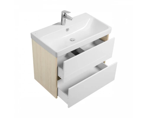 Тумба СКАНДИ 80, универс., 2ящ., белый/дуб верона (под раковину АДРИАНА 80)