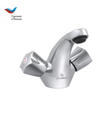 ГОРОД Смеситель для умывальника с литым изливом, двуручный, СЛАВЕН, Е10