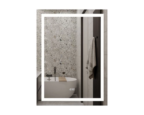 Зеркало Verte LED с часами 500x700