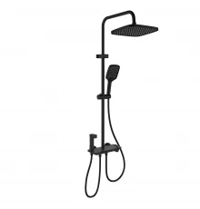Душевая стойка PULSAR на 4 потребителя, с термостатом, черный матовый, BERGES