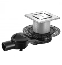 Трап водосток PLATZ Norma 150х150, матовый хром, S-сифон D50 H60 боковой, BERGES