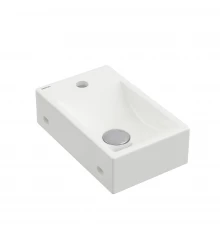 Раковина Small, накладная, 37х23 см, отверстие под смеситель справа, прямоугольная, белый глянец, BE