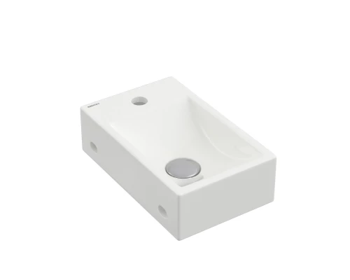 Раковина Small, накладная, 37х23 см, отверстие под смеситель справа, прямоугольная, белый глянец, BE