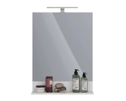 Зеркало Lemark ROMANCE 60 см с полкой, цвет: Белый глянец