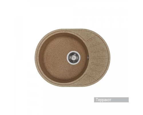 Мойка для кухни  Чезана 568x437x191 мм,круглая с крылом, терракот