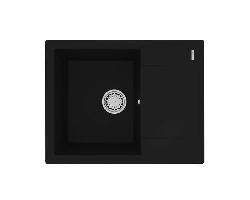 Кухонная мойка Lemark IMANDRA 640 врезная прямоугольная с крылом из кварцгранита, Антрацит 