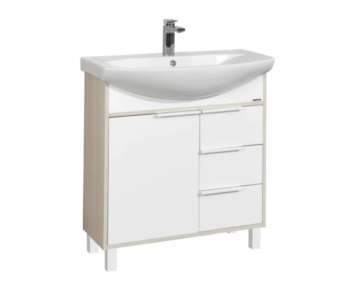 Тумба РИКО 80, белая, ясень фабрик (под раковина СМАЙЛ 80)