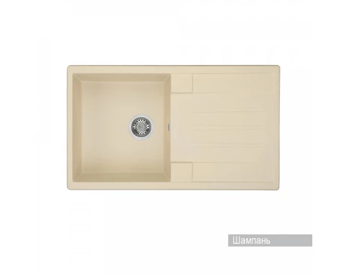 Мойка для кухни  Верона 855x500x210 мм, прямоуг. с крылом, шампань