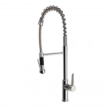 Смеситель высокий для кухни профессиональный, с гибким шлангом и поворотным изливом KITCHEN 386701MC