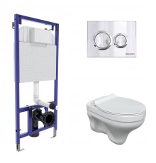 Комплект: инсталляция NOVUM кнопка O3 хром глянец, унитаз ALBIT S, сиденье дюропласт Top Slim SO, ми