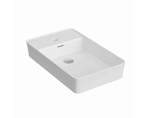 Раковина Ego SL накладная, 60x38 см, отверстие под смеситель сбоку, прямоугольная, белый глянец, BER