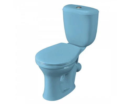 Унитаз-компакт Виктория косой выпуск, н/п., кноп. арматурой и сиденьем полипропилен, голубой SANTERI
