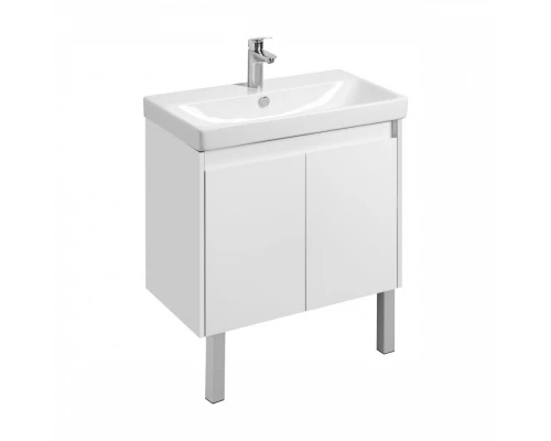 Тумба СКАНДИ DOORS 80, универс., 2 дв., белый глянец/белый матовый (под раковину АДРИАНА 80)