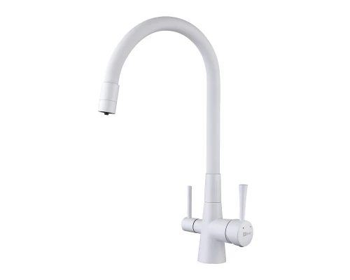 Comfort Смеситель для кухни, гиб.излив 228мм фильтр.воды, р/ОД, белый, LM, LM3075W