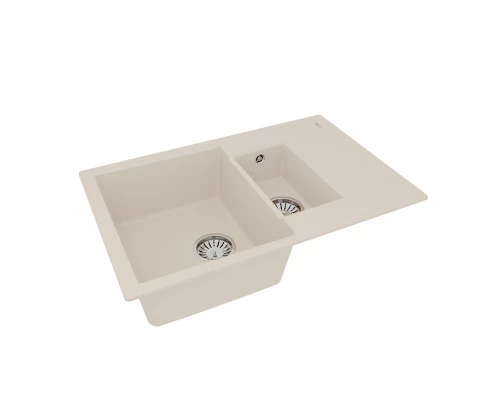 Кухонная мойка Lemark RAMZA 760 врезная прямоугольная с доп.чашей и крылом из кварцгранита, Шампань 