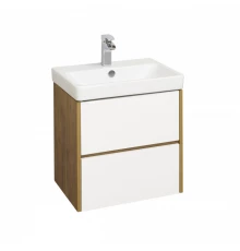 Тумба СКАНДИ 55, белая, дуб рустикальный (под раковину АДРИАНА 55)