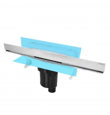 Желоб водосток WALL 600 пристенный, матовый хром, S-сифон D50/105 H50 вертикальный, BERGES