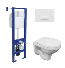 Комплект: инсталляция ATOM Line кнопка белая, унитаз Gamma, сиденье полипропилен Gamma PS, микролифт