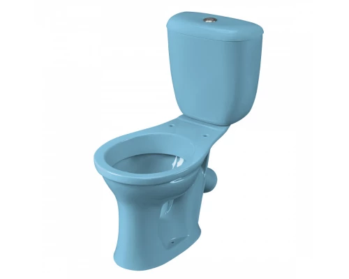 Унитаз-компакт Виктория косой выпуск, н/п., кноп. арматурой и сиденьем полипропилен, голубой SANTERI