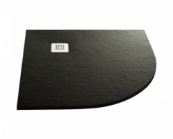 [332489] Поддон Acquabella Base 90 x 90 см четверть круга, из искусственного мрамора с сифоном и решеткой, цвет черный +63600 ₽