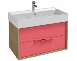 [441399] Тумба под раковину Jacob Delafon Vivienne 80 см, корпус арлингтонский дуб, фасад алый блестящий, без ручек, EB1584-E70- +67050 ₽