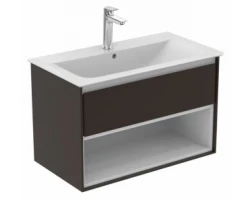 [461231] Тумба под раковину Ideal Standard Connect Air 80 см, подвесная, темно-коричневый матовый, белый матовый, E0827VY +74618 ₽