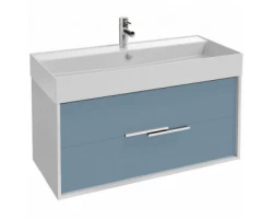 [578403] Тумба под раковину Jacob Delafon Vivienne 100 см, корпус белый глянцевый, фасад аквамарин матовый лак, без ручек, EB158 +74930 ₽