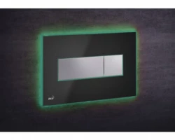 [313962] Кнопка управления AlcaPlast M1474 - AEZ112 с цветной пластиной, светящаяся кнопка черная глянцевая, свет зеленый +29641 ₽