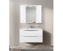 [346170] Зеркальный шкаф BelBagno Marino MARINO-SPC-1000/750-2A-BL-P, 100 х 75 см, с LED-подсветкой, Bianco Lucido - белый гляне +17440 ₽