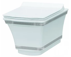 [506751] Подвесной безободковый унитаз Boheme Hermitage Chrome 37 см с узором, белый, хром, 951-CR +48566 ₽