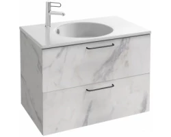 [354712] Тумба под раковину Jacob Delafon Odeon Rive Gauche 80 см, EB2522-R9-NR4, цвет белый мрамор, ручки черные +64680 ₽
