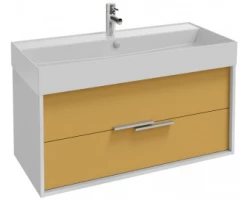 [451979] Тумба под раковину Jacob Delafon Vivienne 100 см, корпус белый глянцевый, фасад императорский жёлтый глянцевый, ручки х +80460 ₽