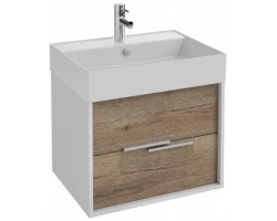 [452983] Тумба под раковину Jacob Delafon Vivienne 60 см, корпус белый глянцевый, фасад дуб табак, ручки хром, EB1506-N18-E52 +55220 ₽