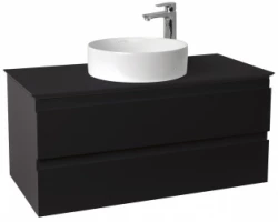 [499551] Тумба со столешницей под раковину Jacob Delafon Madeleine, 100 см, со светодиодной подсветкой, черный матовый лак, EB20 +69640 ₽