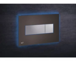 [313957] Кнопка управления AlcaPlast M1473 - AEZ111 с цветной пластиной, светящаяся кнопка коричневая, свет голубой +29641 ₽