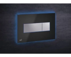 [313961] Кнопка управления AlcaPlast M1474 - AEZ111 с цветной пластиной, светящаяся кнопка черная глянцевая, свет голубой +29641 ₽