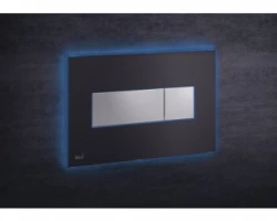 [313965] Кнопка управления AlcaPlast M1475 - AEZ111 с цветной пластиной, светящаяся кнопка черная матовая, свет голубой +29641 ₽