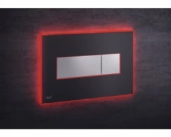 [313967] Кнопка управления AlcaPlast M1475 - AEZ113 с цветной пластиной, светящаяся кнопка черная матовая, свет красный +29641 ₽