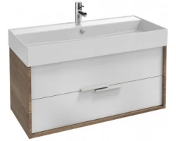 [429467] Тумба под раковину Jacob Delafon Vivienne EB1585-E52-N18, 100 см, корпус дуб табак, фасад белый глянцевый +63890 ₽