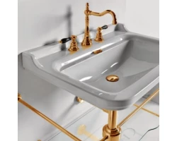 [155818] Металлическая структура Kerasan Waldorf 9197K2oro для раковины 80 см, со стеклянной полочкой, цвет золото +123573 ₽