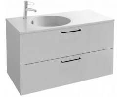 [354750] Тумба под раковину Jacob Delafon Odeon Rive Gauche 100 см, EB2524-R9-N18, цвет белый, ручки черные +72570 ₽