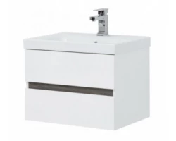 [446399] Тумба под раковину Aquanet Беркли 50 см подвесная, 2 ящика, белый глянцевый/дуб рошелье, 254288 +10223 ₽