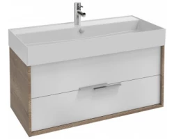 [451991] Тумба под раковину Jacob Delafon Vivienne 100 см, корпус дуб табак, фасад белый глянцевый, ручки хром, EB1508-E52-G1C +80460 ₽