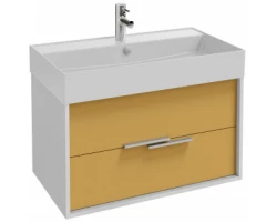 [456735] Тумба под раковину Jacob Delafon Vivienne 80 см, корпус белый глянцевый, фасад императорский жёлтый матовый, без ручек, +67050 ₽