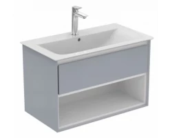 [461215] Тумба под раковину Ideal Standard Connect Air 80 см, подвесная, светло-серый глянцевый, белый матовый, E0827EQ +74618 ₽