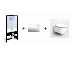 [549859] Инсталляция Boheme, кнопка хром, с унитазом Boheme Bello, сиденье микролифт, комплект, белый, 666/664-CR/971-W/975-W +26990 ₽