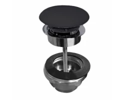 [631063] Донный клапан Kerasan клик-клак, универсальный, крышка керамика, цвет черный матовый, 923331 +6980 ₽