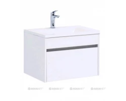 [336179] Тумба под раковину Aquanet Токио 58 00236916 (подвесная, 1 ящик), цвет белый +15945 ₽