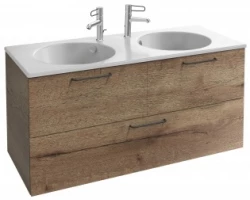 [354762] Тумба под раковину Jacob Delafon Odeon Rive Gauche 120 см, EB2545-R9-E52, цвет дуб табак, ручки черные +105700 ₽